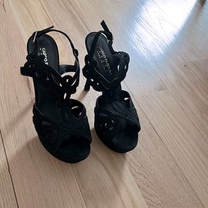 Carlo pazolini black pump open toe suede heels